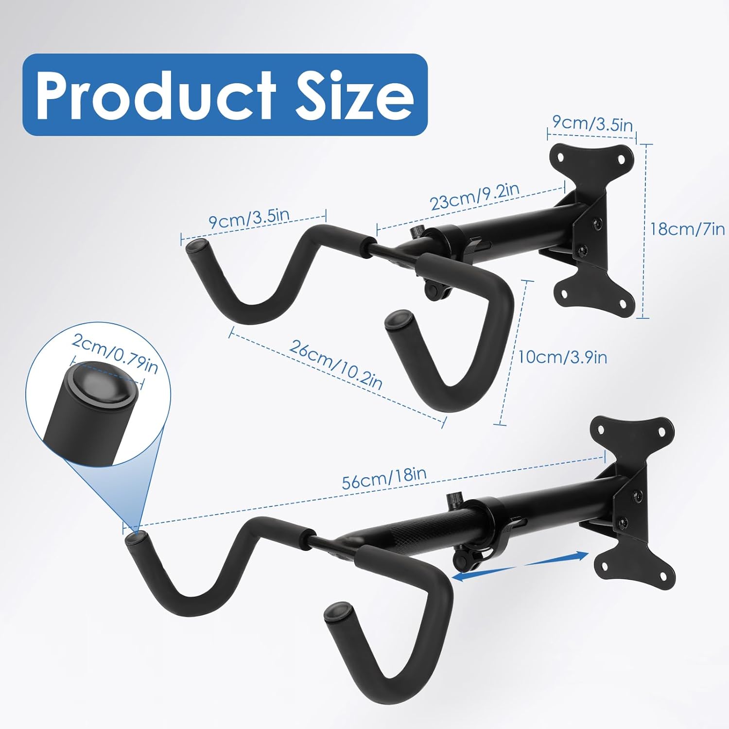 Alternative view of Bike Rack Garage, Bike Wall Mount, Bike Wall Mounted Holder Hook, Heavy-Duty Adjustable Bike Wall Rack, Hang Your Road, Mountain or Hybrid Bikes in Garage or Home, With EVA Foam Padded (1 Pack)