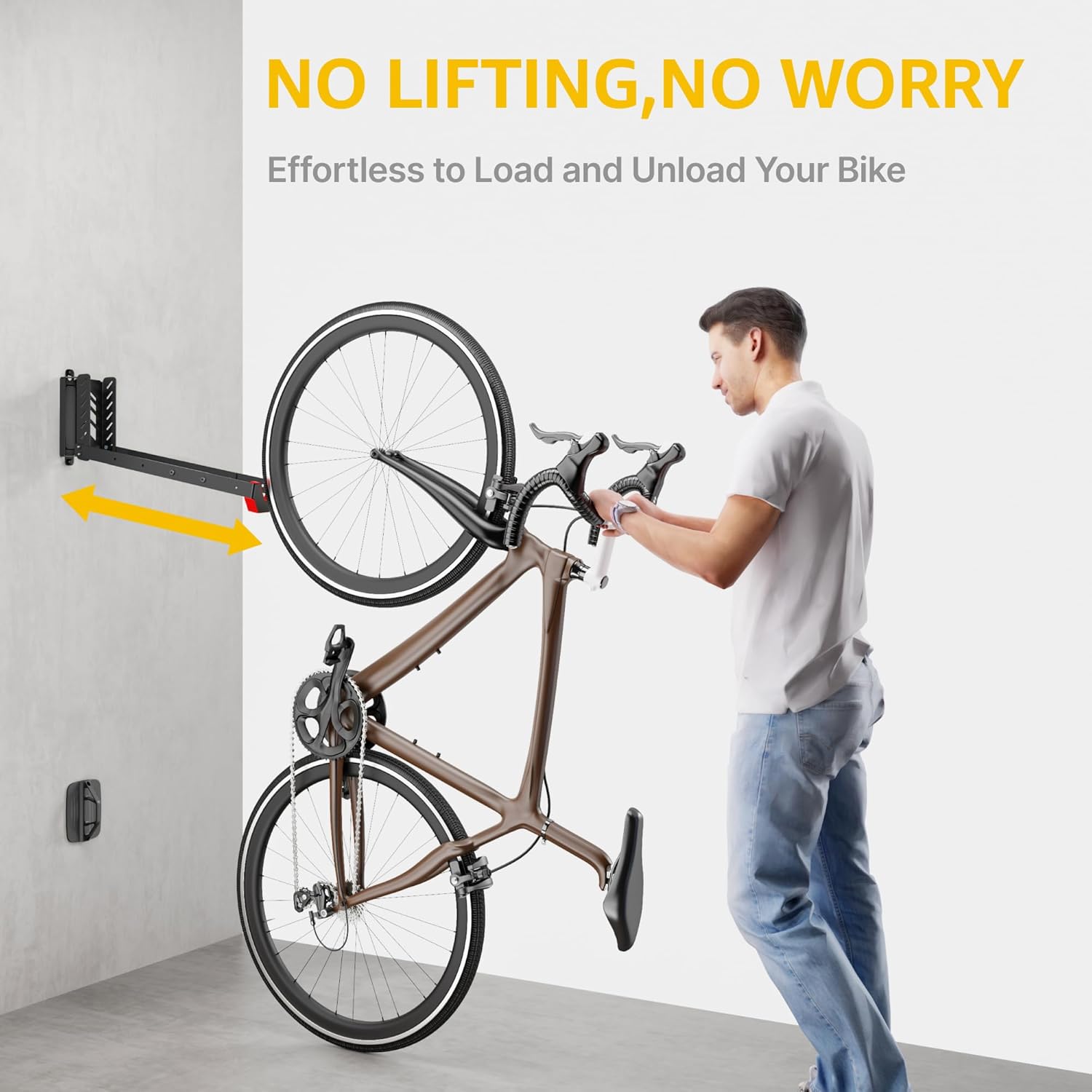 Alternative view of monTEK Swivel Bike Wall Mount, No Heavy Lifting Required Bike Wall Mount, Bike Hangers for Garage, Space-Saving Bike Rack Garage, Easy to Load and Unload, Bike Hanger Can Hold Up to 77 lbs