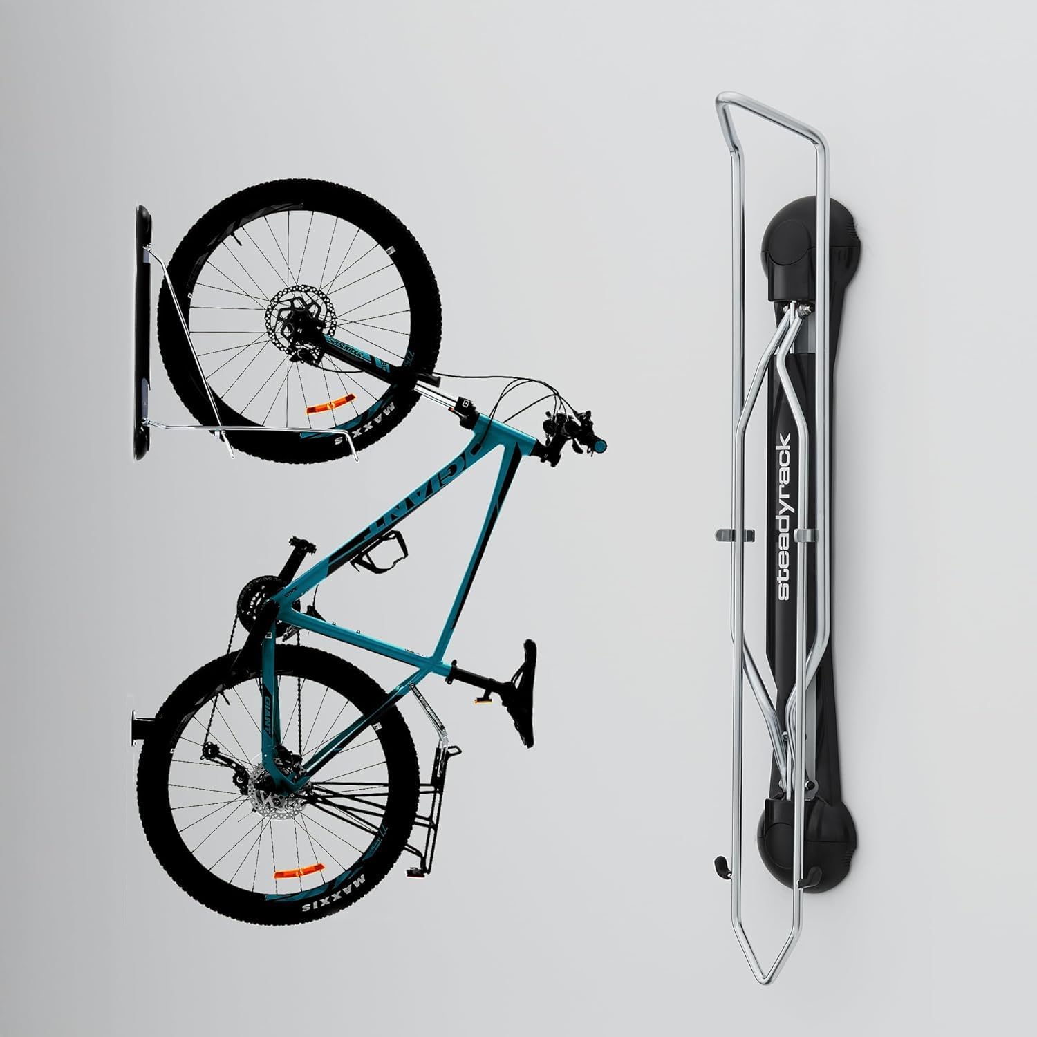 Alternative view of Steadyrack Bike Rack for Mountain Bikes - The Original Wall Mounted Vertical Bike Storage - Fits Wide Tires - Space Saving Pivot Design - Heavy-Duty Steel Rack for Indoor Garage, Apartment or Home Use