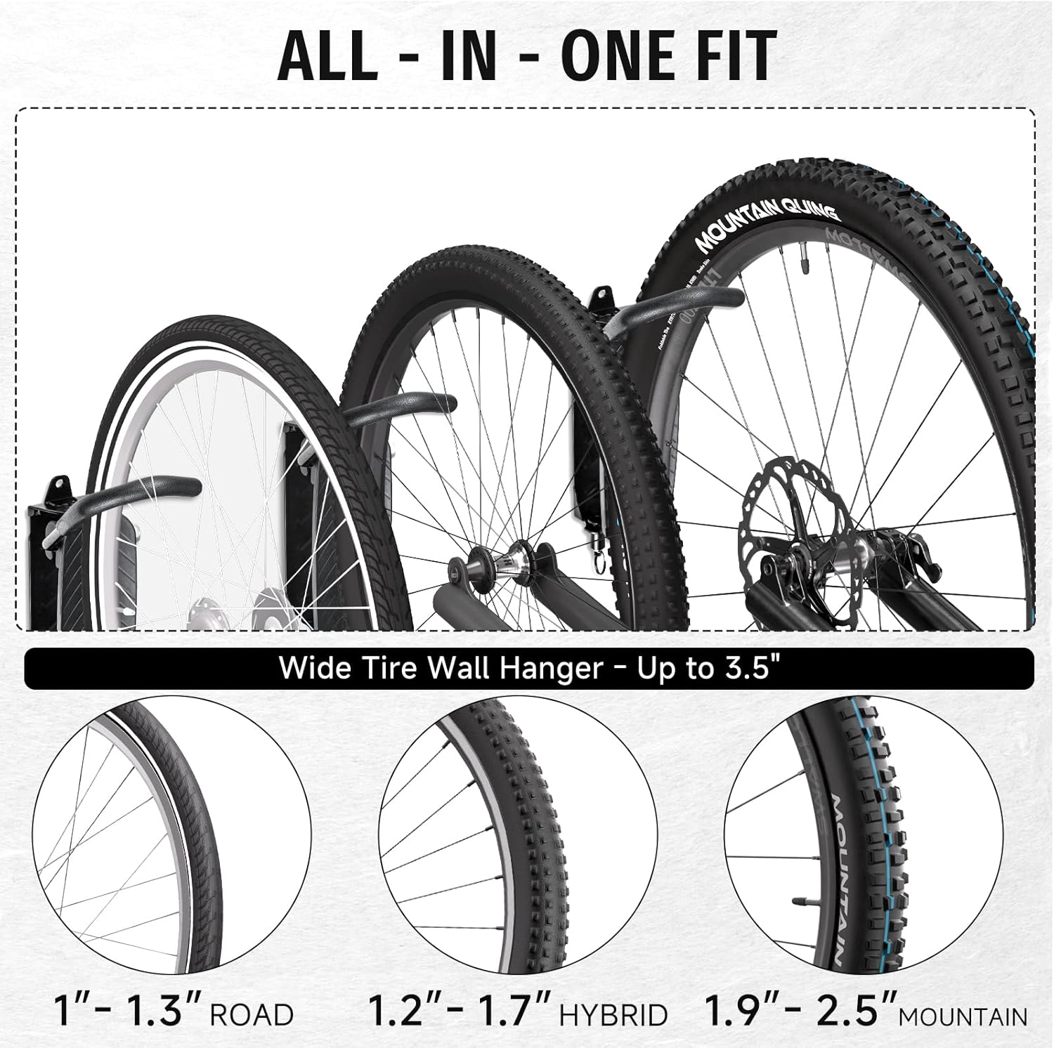 BYHUME Bike Rack Garage,Bike Wall Mount, 150° Swivel & Space-Saving Vertical Bike Hangers for Storage, Sturdy Bike Stand Holds Up to 66lbs, Easy to Install, 2 Pack - Image 7