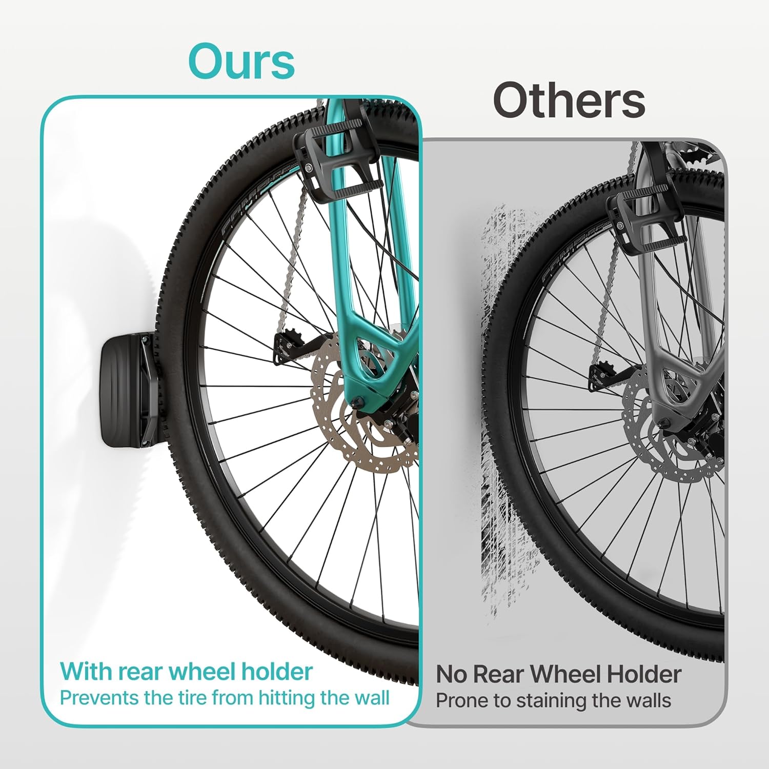 PEGZONE 4 Pack Bike Rack Garage, Bike Wall Mount Heavy Duty, Holds 77 Lbs, Swivel Bike Hangers for Garage, Adjustable Indoor Bike Storage for Bedroom Home Office, 4 Pack - Image 7