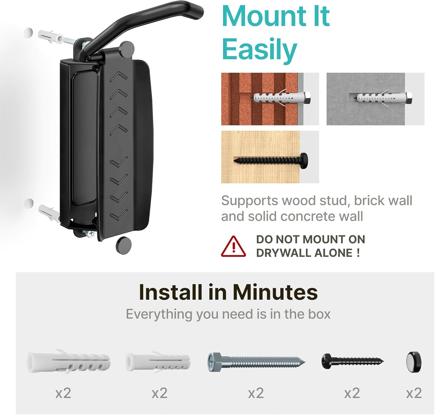 PEGZONE 4 Pack Bike Rack Garage, Bike Wall Mount Heavy Duty, Holds 77 Lbs, Swivel Bike Hangers for Garage, Adjustable Indoor Bike Storage for Bedroom Home Office, 4 Pack - Image 8