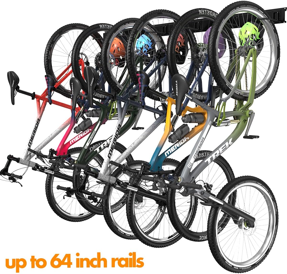 Alternative view of TORACK Bike Storage Rack, 6 Bike Racks & 5 Hooks for Garage, Wall Mount Vertical Bicycles Hanger for Home Space Saving, up to 600lbs, 64-inch