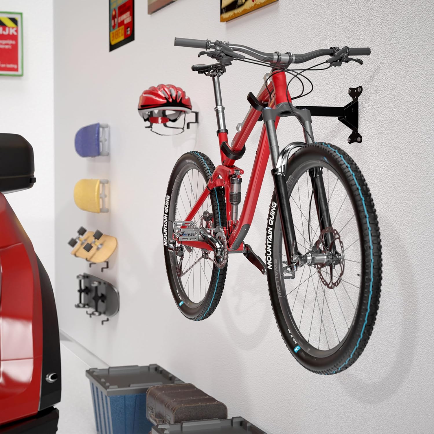 7S garage Bike Wall Mount Hanger for Garage, Heavy-Duty Durable Aluminum Alloy Horizontal Bicycle Storage Rack with Adjustable Hook, Hold up to 66lbs, for Road Mountain Hybrid Bikes in Garage