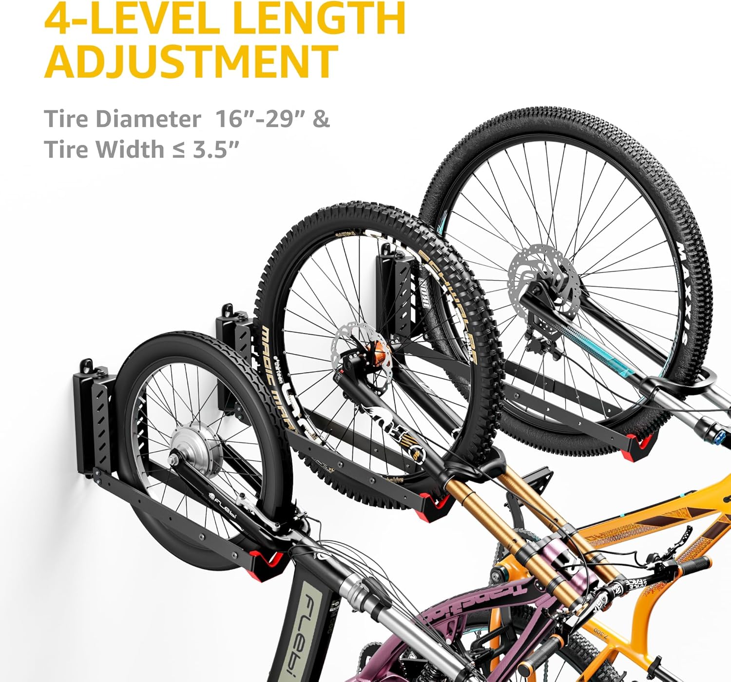 monTEK Swivel Bike Wall Mount, No Heavy Lifting Required Bike Wall Mount, Bike Hangers for Garage, Space-Saving Bike Rack Garage, Easy to Load and Unload, Bike Hanger Can Hold Up to 77 lbs, 2 Pack - Image 4