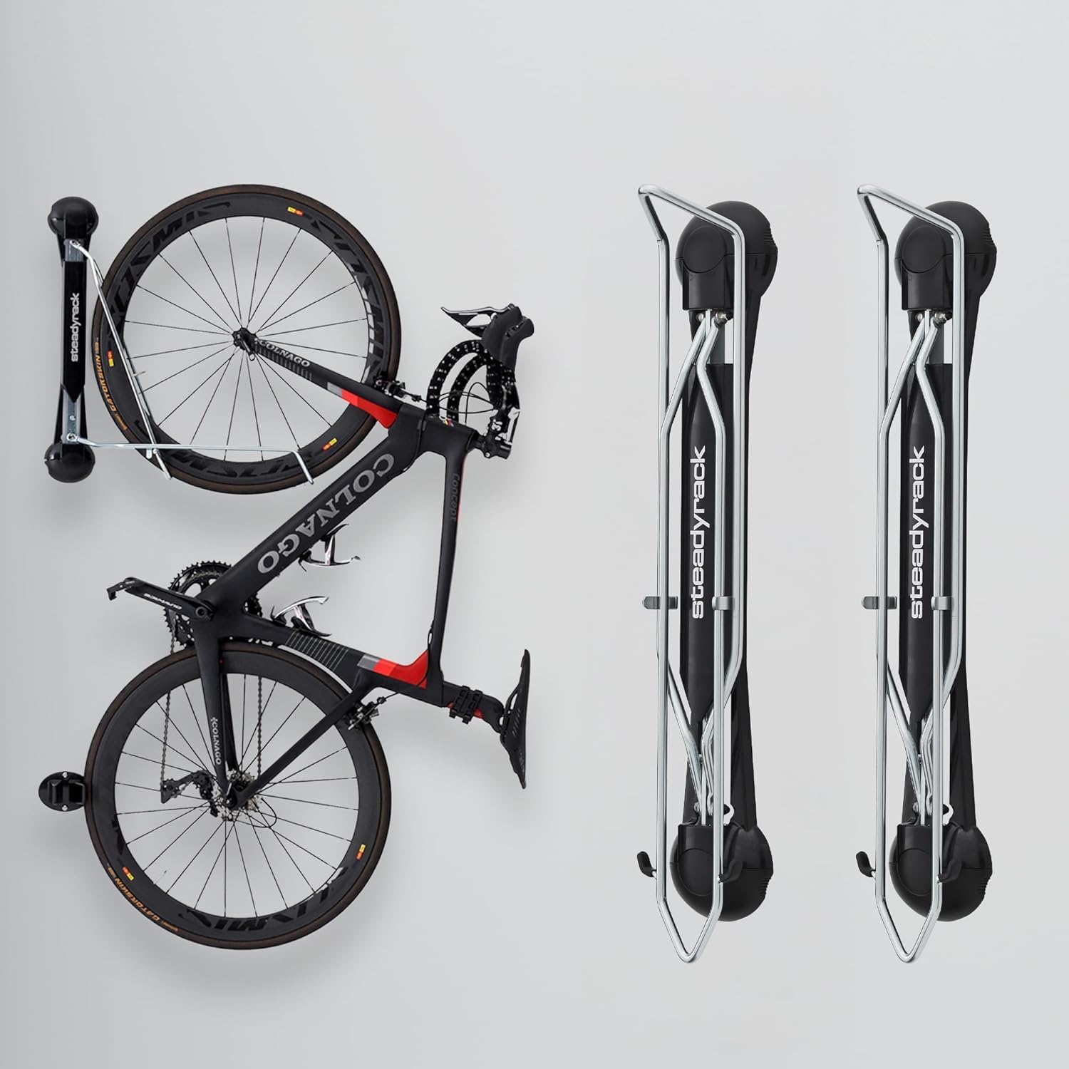 Alternative view of Steadyrack Bike Rack for Road Bikes - The Original Wall Mounted Vertical Bike Storage - Fits Narrow Tires - Space Saving Pivot Design - Heavy-Duty Steel Rack for Indoor Garage, Apartment or Home Use