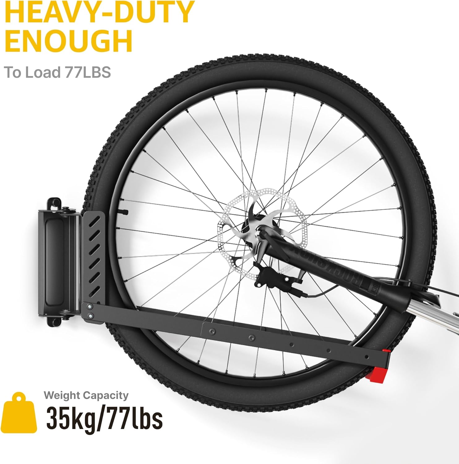 monTEK Swivel Bike Wall Mount, No Heavy Lifting Required Bike Wall Mount, Bike Hangers for Garage, Space-Saving Bike Rack Garage, Easy to Load and Unload, Bike Hanger Can Hold Up to 77 lbs, 2 Pack - Image 7