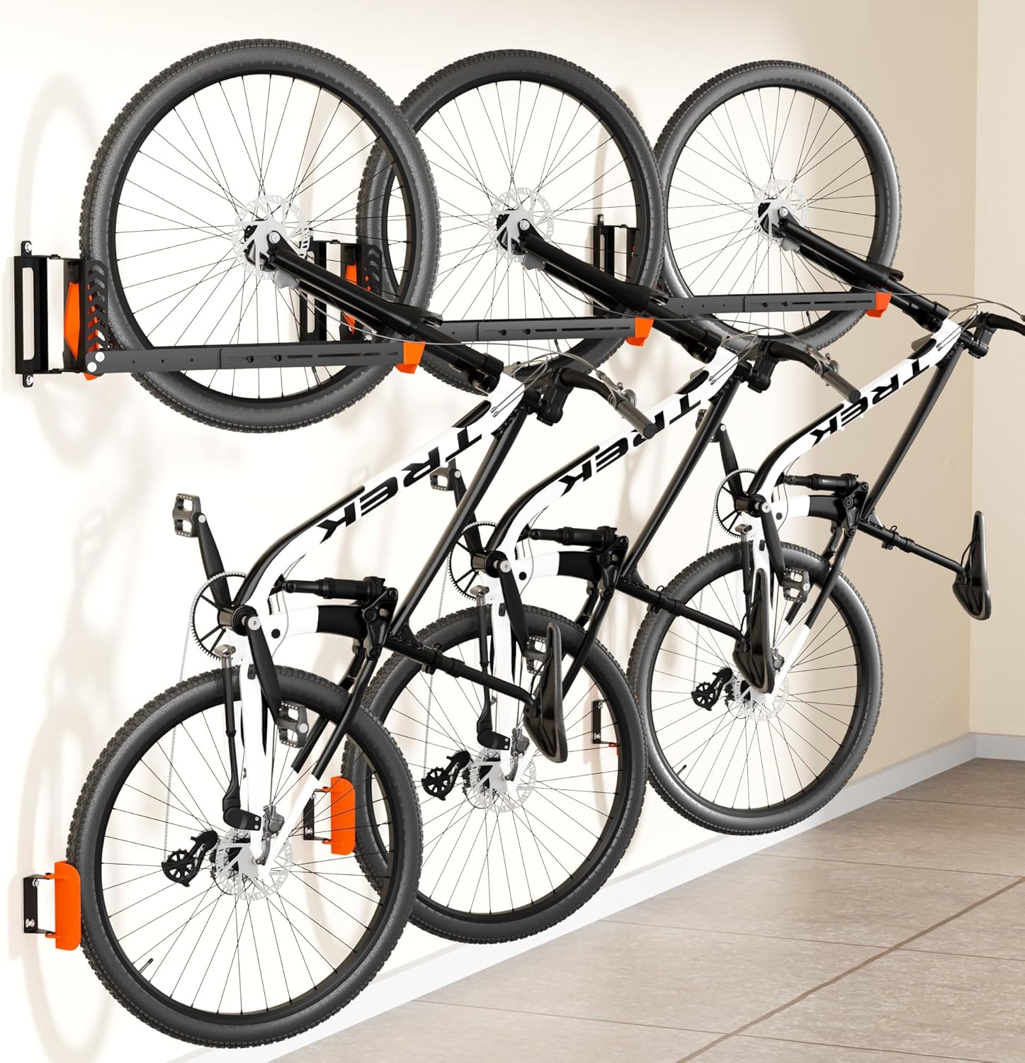 Swivel Bike Rack Wall Mount, Bike Hangers for Garage, Space-Saving Vertical Bike Holder, Holds up to 77 lbs, Bicycle Wall Hanger Storage, No Heavy Lifting Required Indoor Hanging Bike Rack-Orange - Image 8