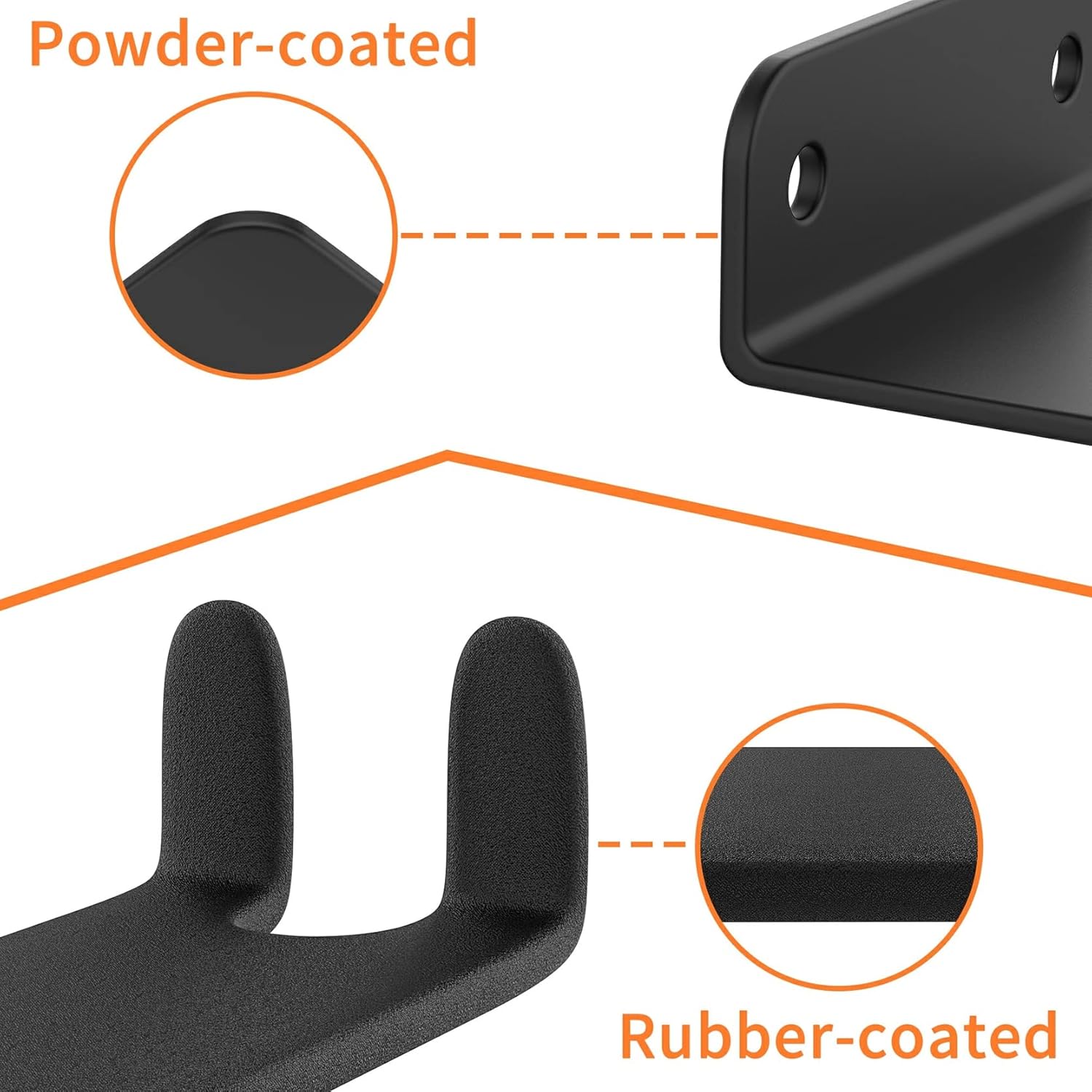 WALMANN 2 Pack Bike Pedal Hanger Wall Mount, Heavy Duty Horizontal Bike Rack for Garage Wall, Bike Display Stand for Home Holds Up to 70 LBS - Image 6