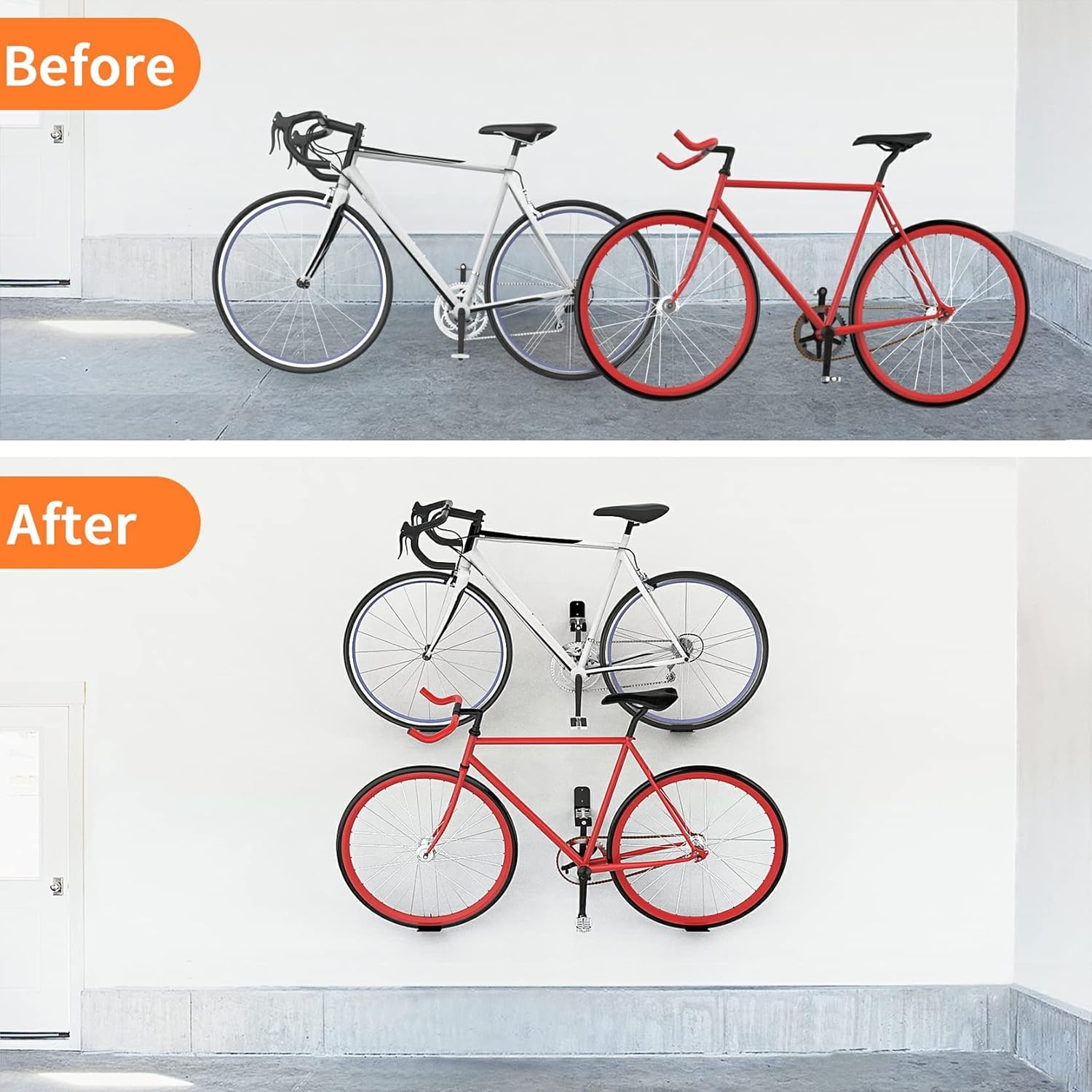 WALMANN 2 Pack Bike Pedal Hanger Wall Mount, Heavy Duty Horizontal Bike Rack for Garage Wall, Bike Display Stand for Home Holds Up to 70 LBS - Image 7