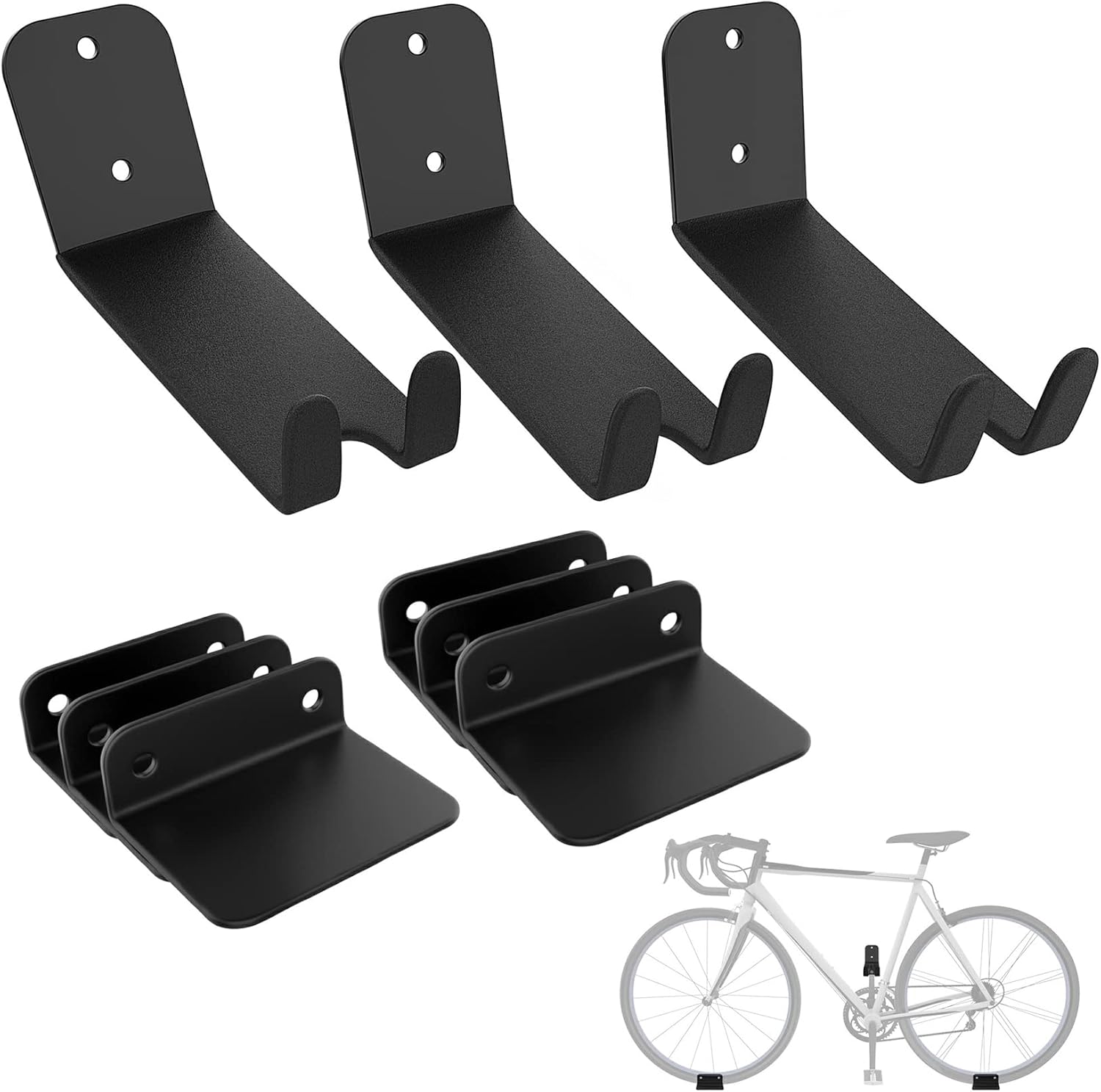 WALMANN 2 Pack Bike Pedal Hanger Wall Mount, Heavy Duty Horizontal Bike Rack for Garage Wall, Bike Display Stand for Home Holds Up to 70 LBS - Image 9