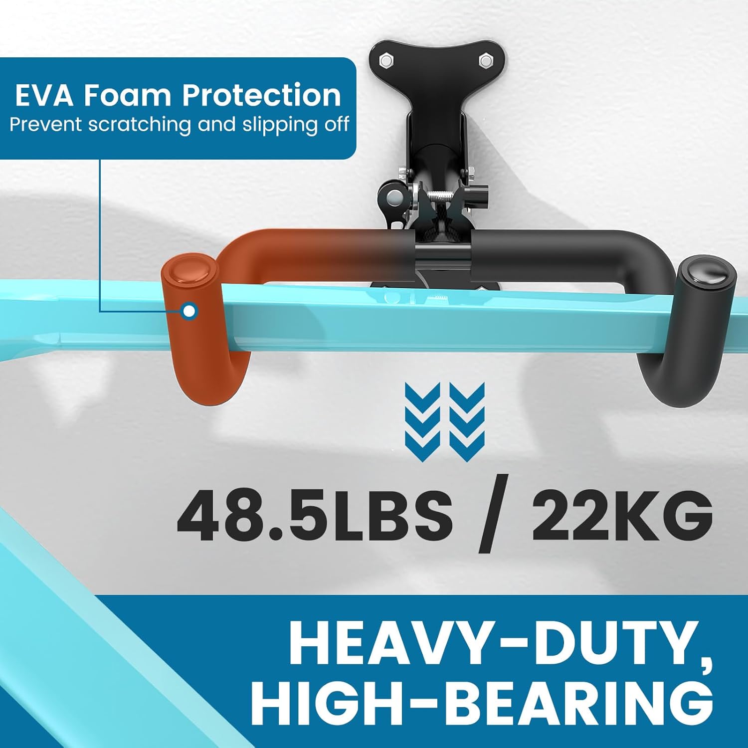 Alternative view of Housolution Bike Wall Mount - [1 Pack] EVA Foam Padded up to 48.5 lbs, Carbon Steel, Valve Mechanism, Heavy-Duty Adjustable Bike Wall Hanger for Road, Mountain and Hybrid Bikes, Garage & Apartment