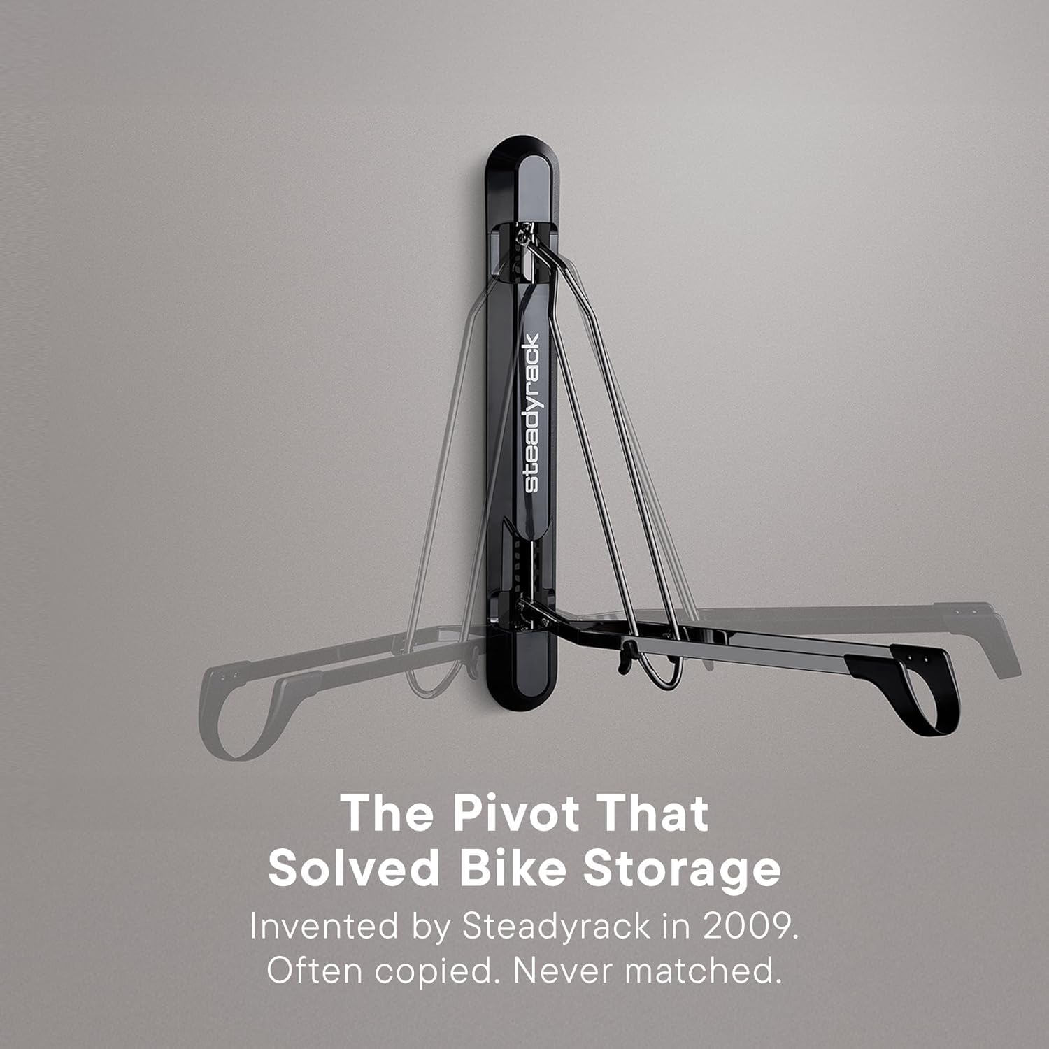 Steadyrack Bike Rack for Fat Bikes - The Original Wall Mounted Vertical Bike Storage - Fits Fat Tires - Space Saving Pivot Design - Heavy-Duty Steel Rack for Indoor Garage, Apartment or Home Use