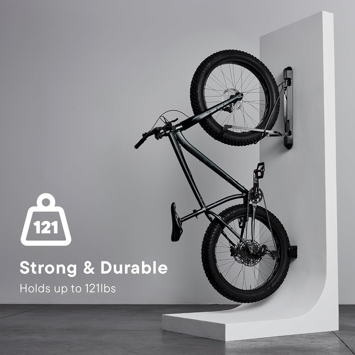 Alternative view of Steadyrack Bike Rack for Fat Bikes - The Original Wall Mounted Vertical Bike Storage - Fits Fat Tires - Space Saving Pivot Design - Heavy-Duty Steel Rack for Indoor Garage, Apartment or Home Use