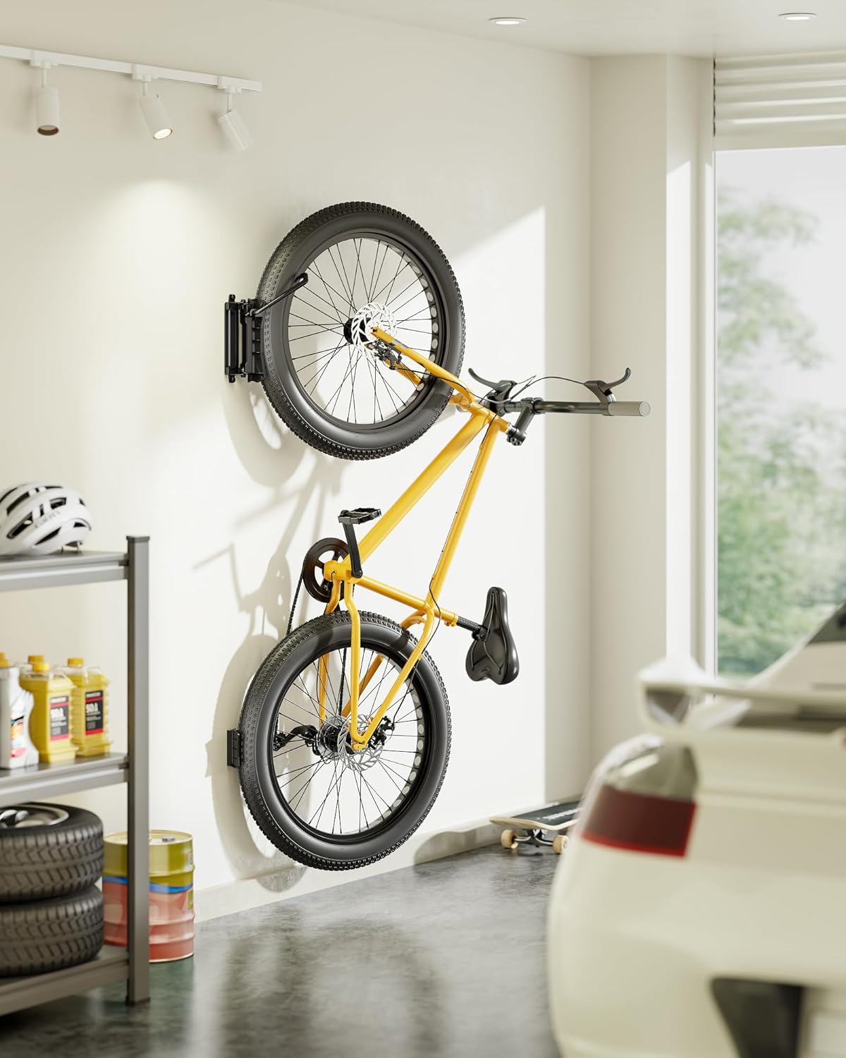 monTEK Bike Wall Mount for 4.5" Tire Width, Swivel Bike Wall Hanger Holds Up to 77lbs, Space-Saving Bike Rack Garage, Heavy Duty Bike Storage for Bedroom Home Office, 2 Pack