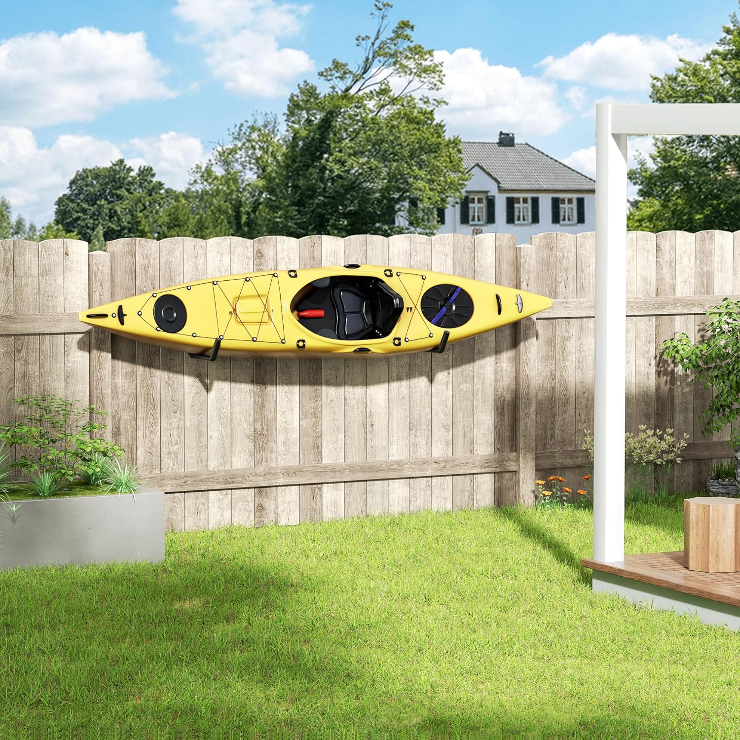 niffgaff Heavy Duty Garage Storage Hooks - 120 LB Capacity Wall Mounted Rack for Kayaks, Ladders, and Bikes