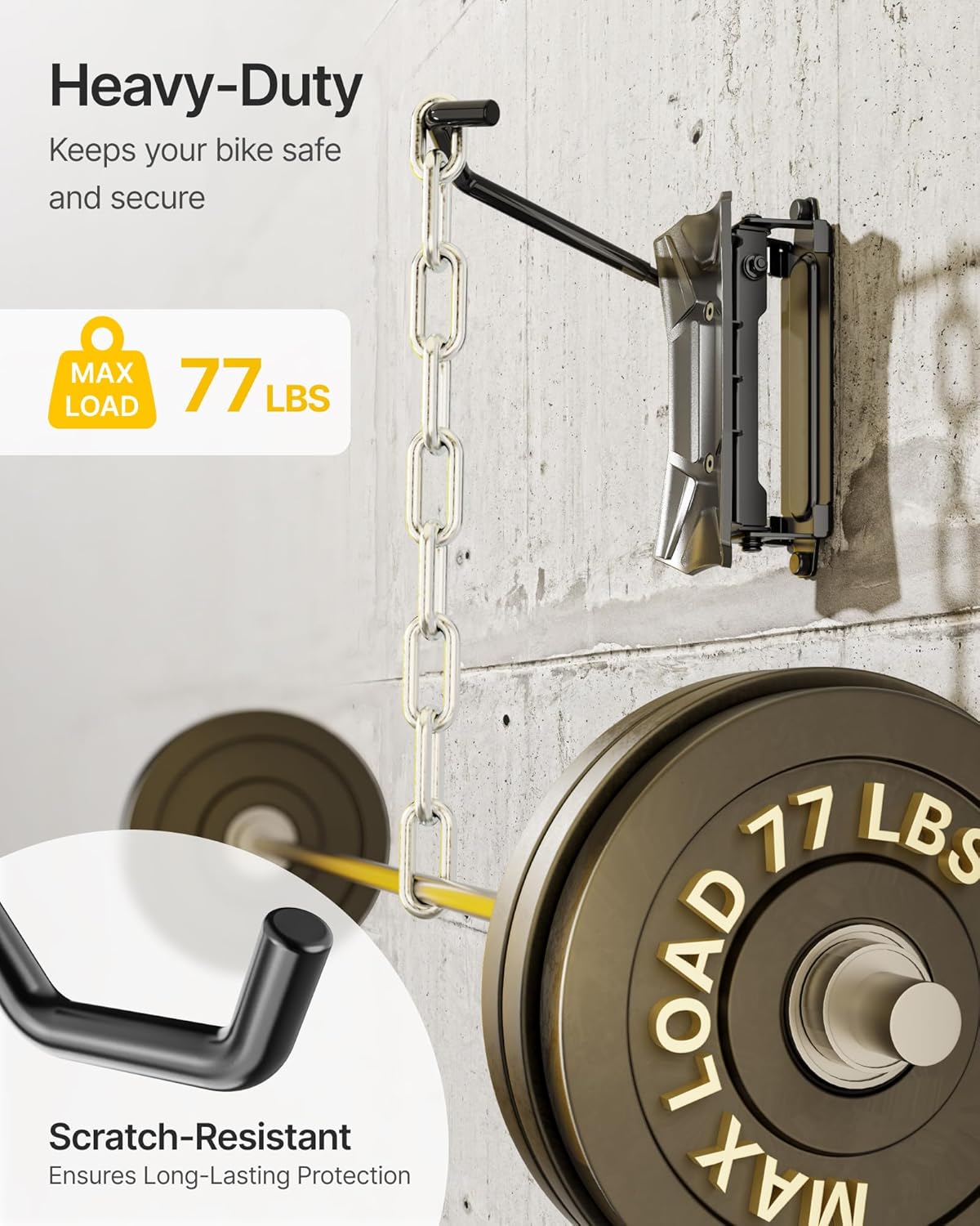 monTEK Bike Wall Mount for 4.5" Tire Width, Swivel Bike Wall Hanger Holds Up to 77lbs, Space-Saving Bike Rack Garage, Heavy Duty Bike Storage for Bedroom Home Office, 2 Pack - Image 6