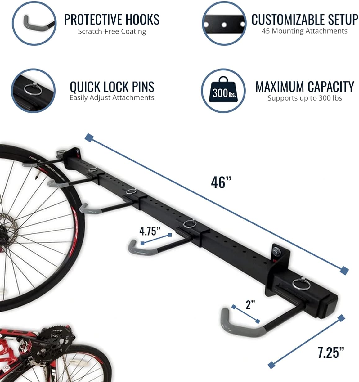 Alternative view of StoreYourBoard Bike Storage Rack u2013 Heavy Duty Garage Bike Rack for 5 Bicycles, Space-Saving Vertical Bike Rack, Adjustable Wall Bike Mount for Garage Organizer, Bicycle Hanger, Holds 300 lbs