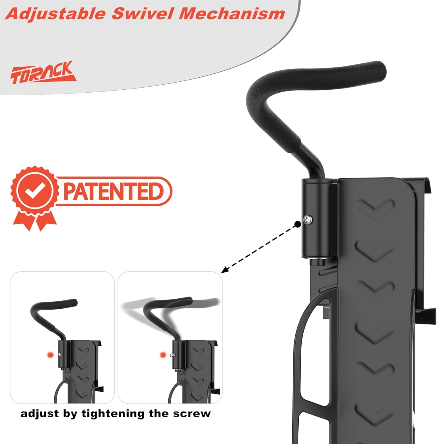 TORACK Wall-Mounted Swivel Bike Rack, Garage Vertical Bike Hangers for 3 Bikes and 3 Helmets Rotating Bike Storage Hooks Holds Up to 300 lbs - Image 4
