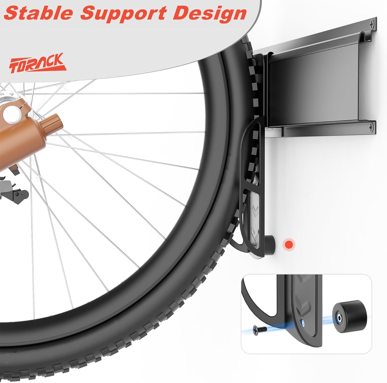 TORACK Wall-Mounted Swivel Bike Rack, Garage Vertical Bike Hangers for 3 Bikes and 3 Helmets Rotating Bike Storage Hooks Holds Up to 300 lbs - Image 5