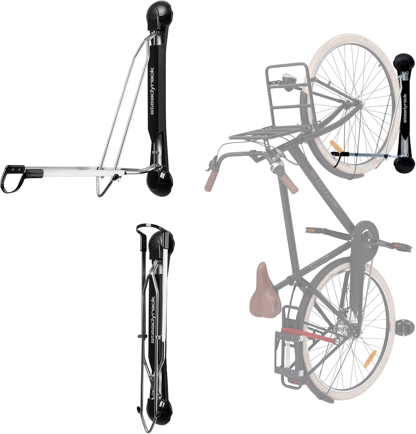 Steadyrack Bike Rack - Easy Lift Swivel Bike Wall Mount, Vertical Storage Solution for Bicycles with Fenders or Mudguards, Garage Bicycle Rack Wall Mount for Home