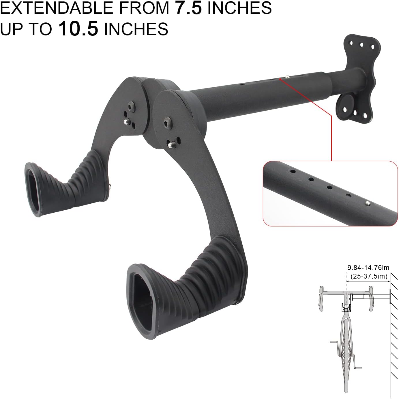 Alternative view of Bike Wall Mount - Horizontal Bicycle Bike Wall Hanger in Indoor Storage or Garage - Wall Mounted Bike Rack - Adjustable Bike Hanger, Wall Bike Rack Hooks