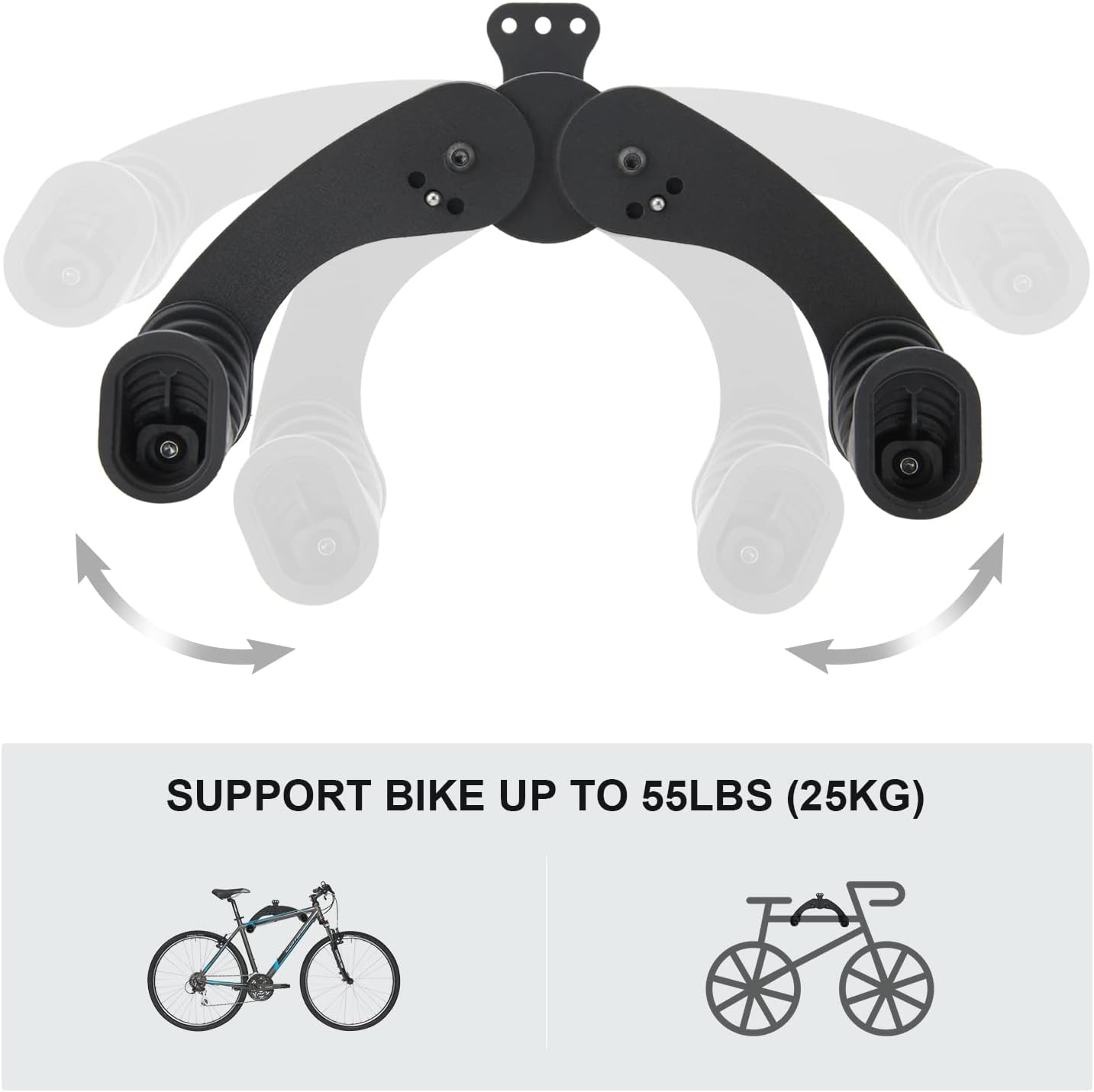 Bike Wall Mount - Horizontal Bicycle Bike Wall Hanger in Indoor Storage or Garage - Wall Mounted Bike Rack - Adjustable Bike Hanger, Wall Bike Rack Hooks - Image 4