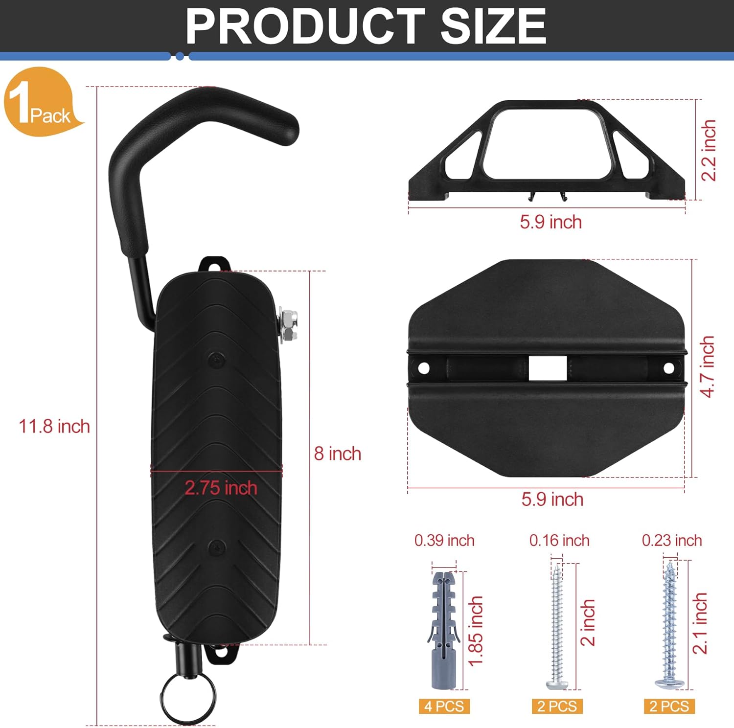 Tottist Wall Mounted Bike Rack for Indoor Storage - Heavy Duty 150° Swivel, No Drill Space Saving Design, Fits MTB/Road/E-Bikes & Hybrid, Anti-Slip Stopper (1-Pack, Black)