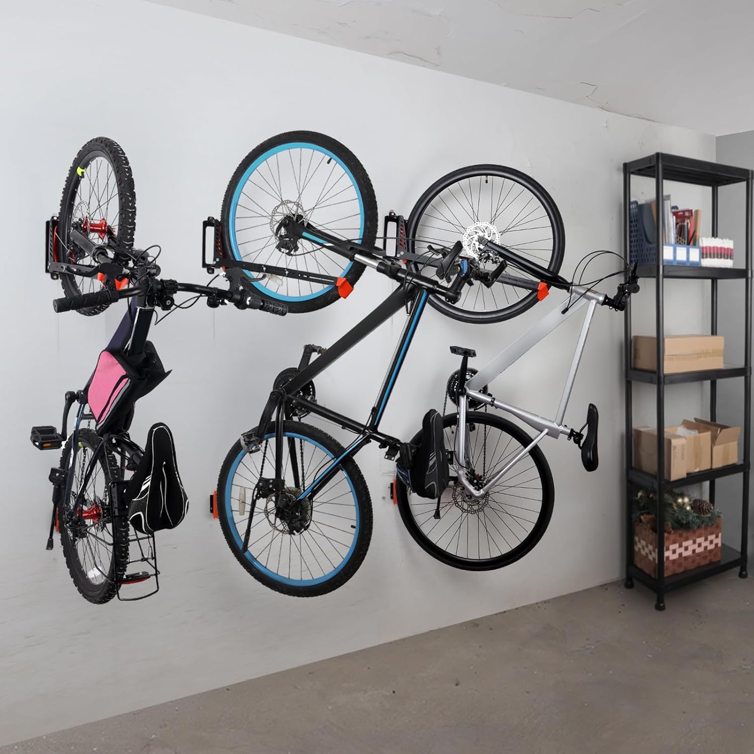 SAMRELAX Swivel Bike Rack Wall Mount, 2 PCS Bike Hanger Wall Mount, Vertical Bike Rack, Sturdy Bike Storage Hook, No Heavy Lifting Required Indoor Hanging Bike Organizr