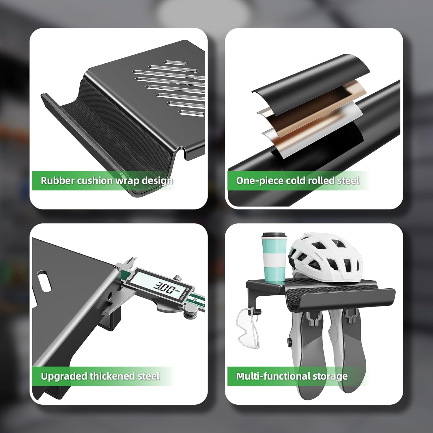 BEISHI Bike Wall Mount Rack Indoor Bike Storage Garage Bike Rack Wall Mount with Shelf and Hooks Store Your Helmet and Shoes for a Single Road, Mountain or Other Bicycle (Fit Crank Bicycle) - Image 4