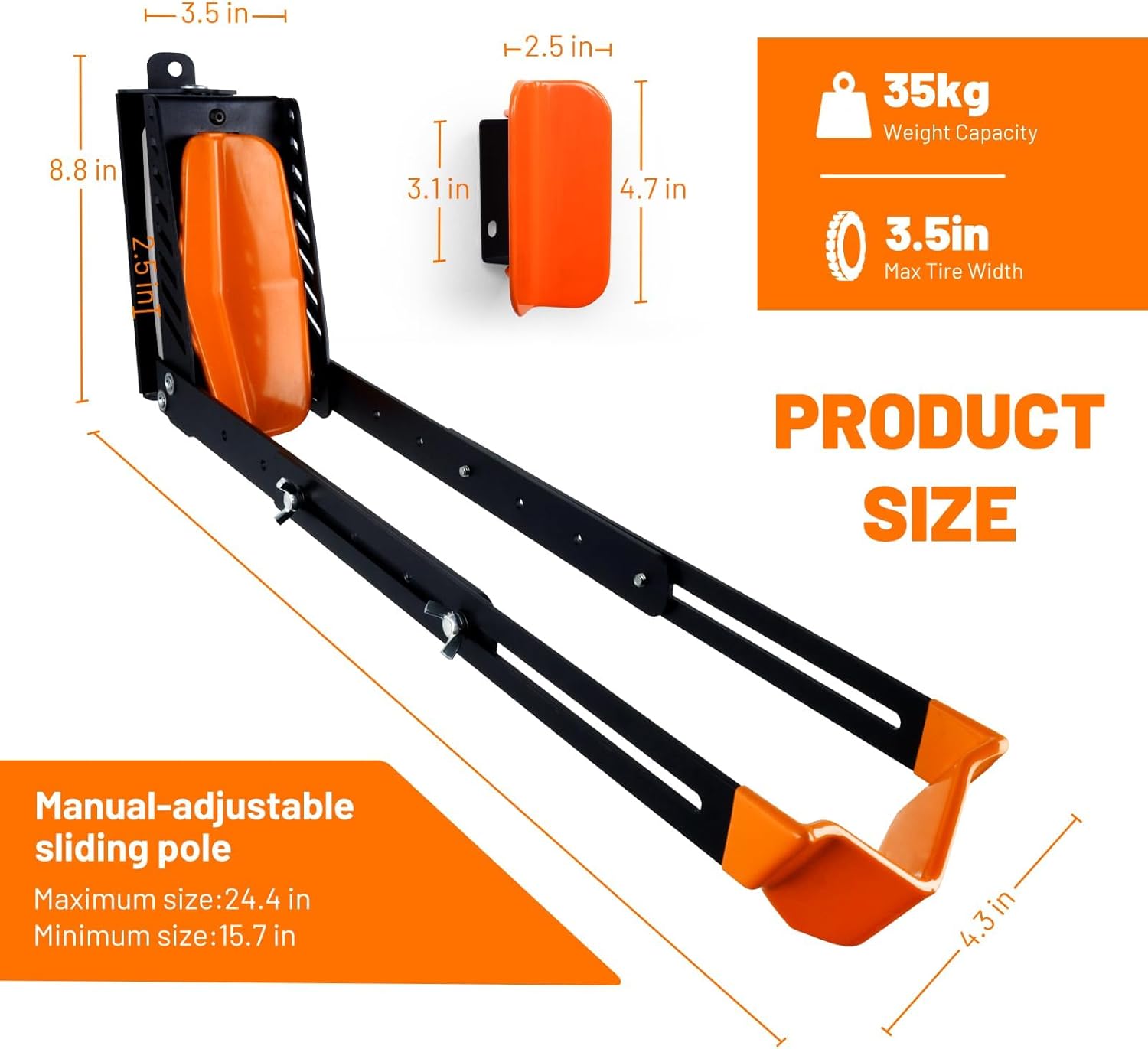 Alternative view of SAMRELAX Swivel Bike Rack Wall Mount, 2 PCS Bike Hanger Wall Mount, Vertical Bike Rack, Sturdy Bike Storage Hook, No Heavy Lifting Required Indoor Hanging Bike Organizr