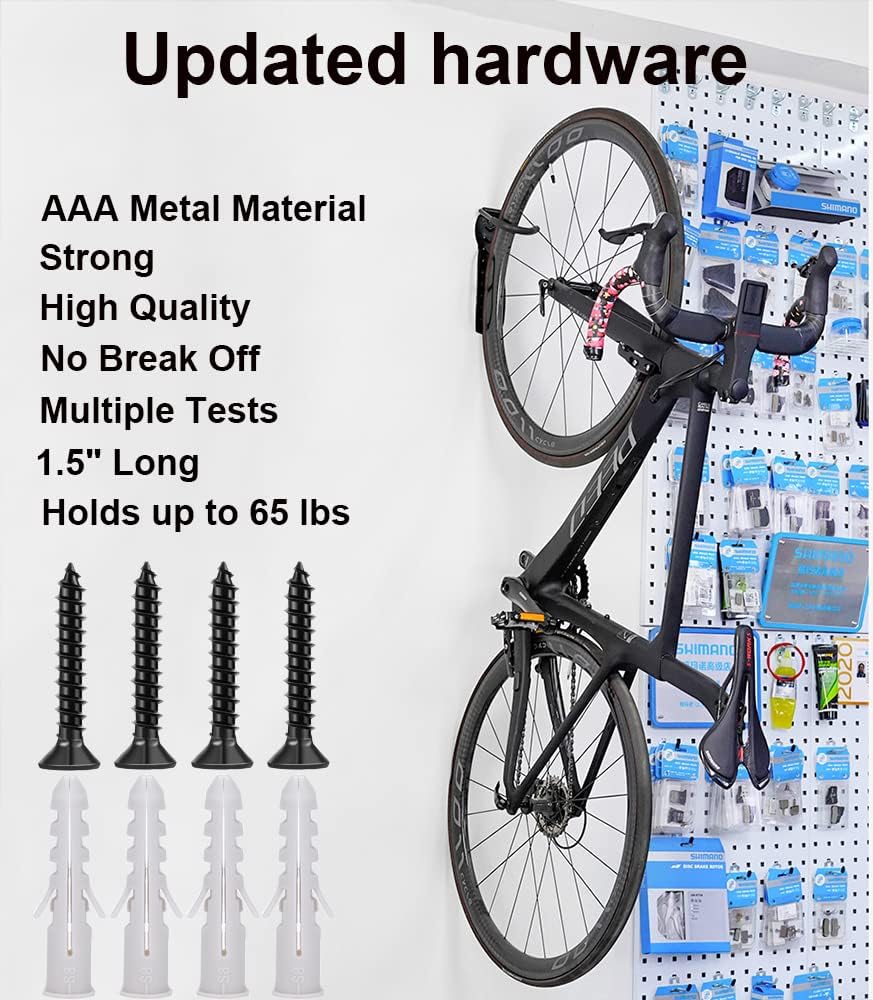 Dirza Bike Rack Garage Wall Mount Bike Hanger Bike Hooks Bike Storage Bicycle Vertical System for Garage Indoor Shed - Easily Hang/Detach - Holds up to 65 lb with Screws Black - Image 3