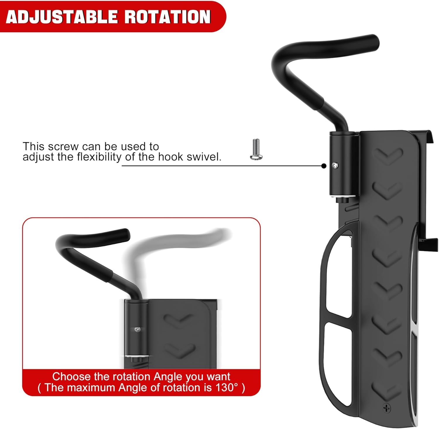 Ultrawall Swivel Bike Storage Rack, Adjustable Wall Mounted Bike Rack for Garage, Vertical Bike Hanger for Indoor Bicycle Storage, Space Saving Bike Holder - Image 4