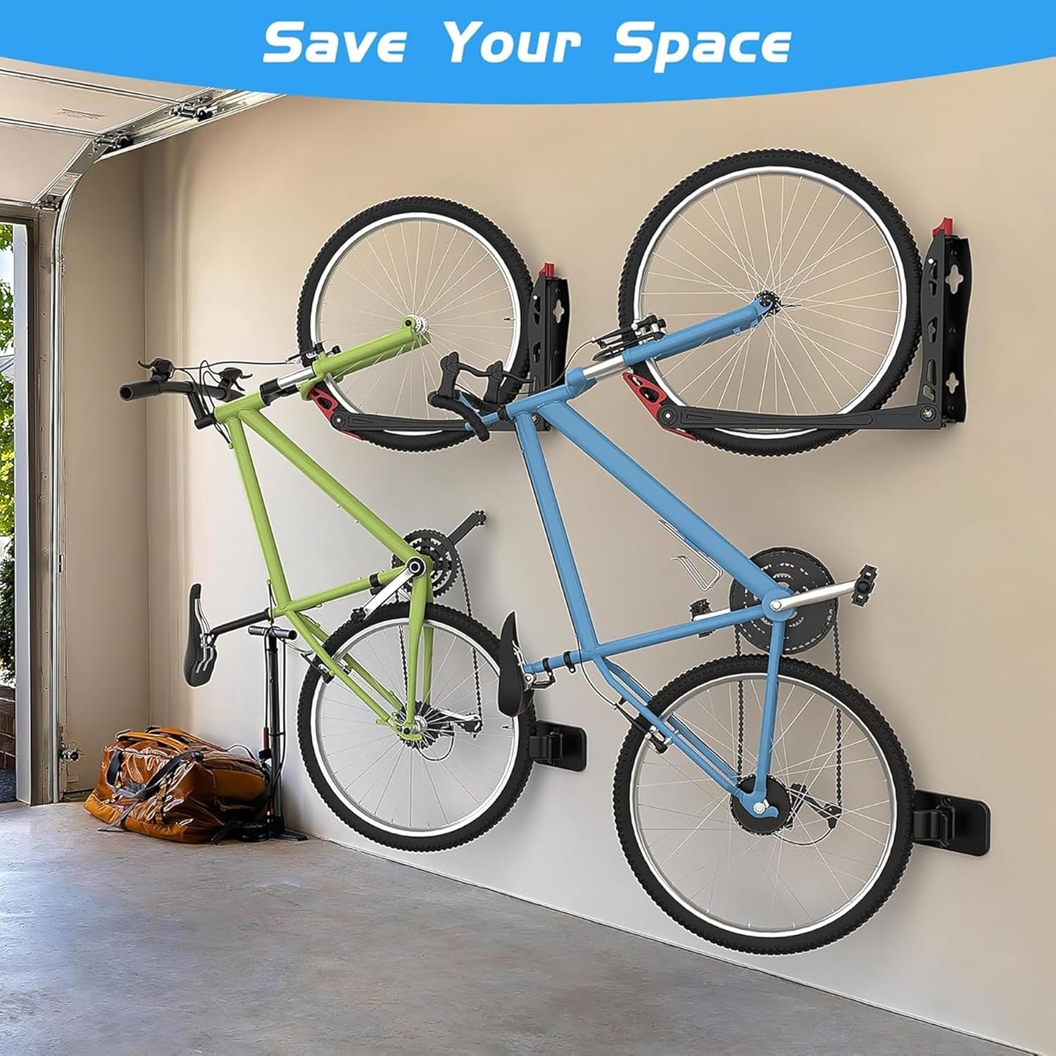 WALMANN BIKEPAL No Lifting Wall Mounted Swivel Bike Rack, Bike Wall Hangers for Garage Space Saving Vertical Bike Storage(1 Pack)