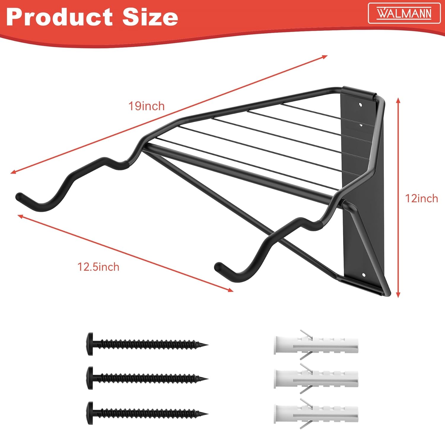 Alternative view of WALMANN Wall Mounted Horizontal Bike Rack, Foldable Space Saving Bicycle Storage Solution for 2 Bikes, Indoor Bike Storage for Garage