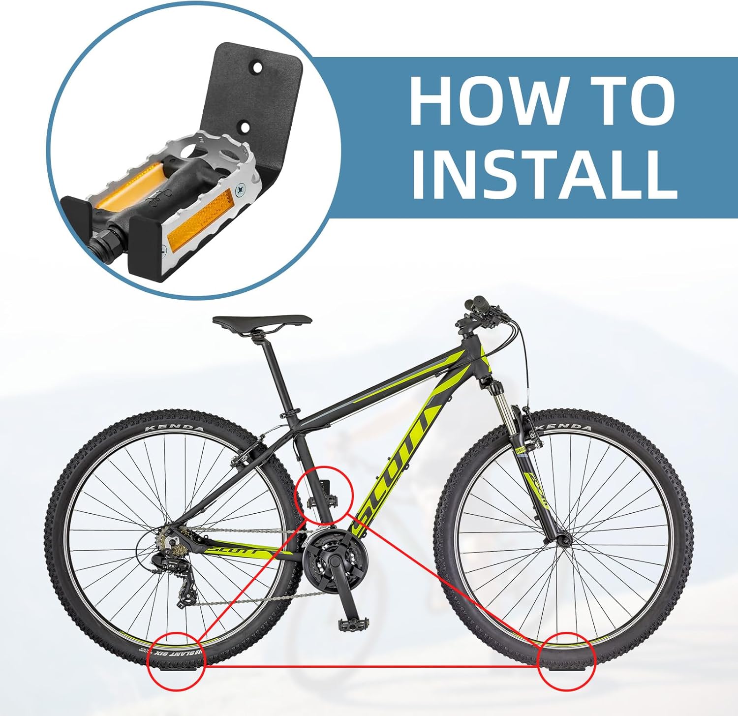 Alternative view of Ohiyoo 6 Pack Bike Wall Mount Bike Pedal Hanger Wall Mount Bike Hangers Heavy Duty for Garage Vertical Bike Wall Hangers Bike Display Stand Space Saving Wall Bike Rack (6 Pack)