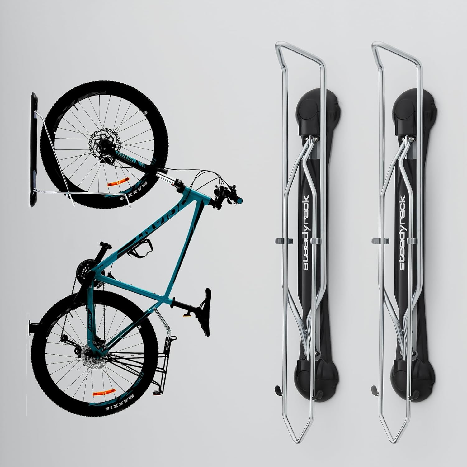 Alternative view of Steadyrack Bike Rack for Mountain Bikes - The Original Wall Mounted Vertical Bike Storage - Fits Wide Tires - Space Saving Pivot Design - Heavy-Duty Steel Rack for Indoor Garage, Apartment or Home Use