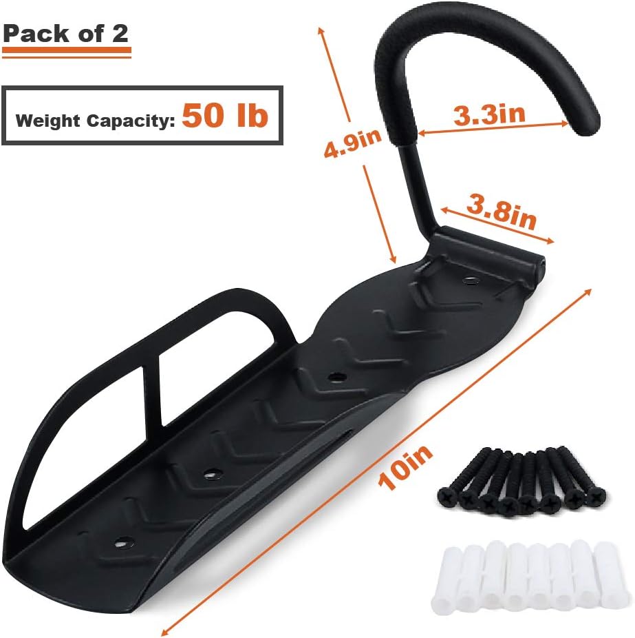 Alternative view of Wallmaster Bike Storage Rack for Garage, Wall Mount Bicycles Hanger, 2-Pack Bike Storage System Vertical Bike Hooks