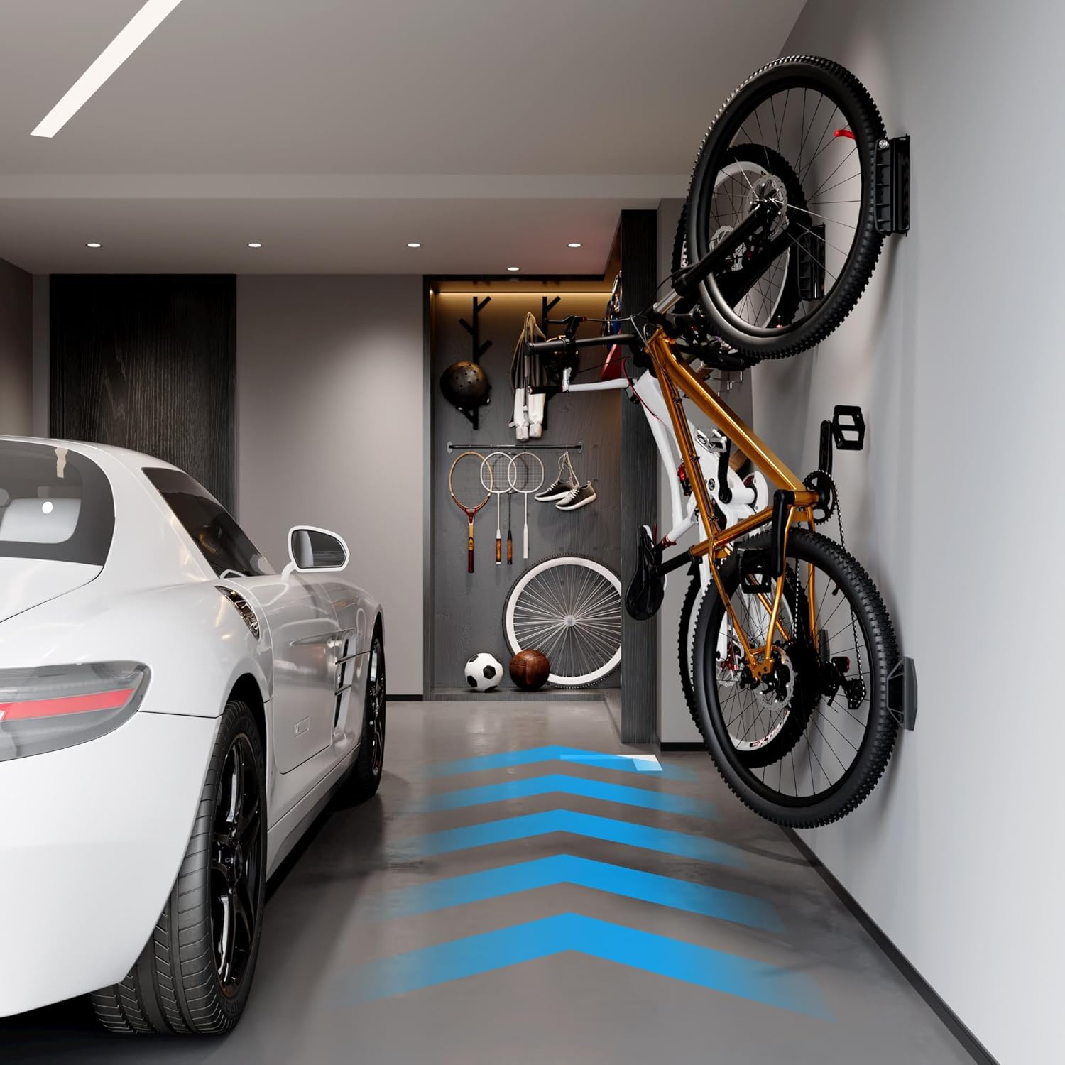 UmeHome Swivel Bike Wall Mount, Bike Hangers for Garage, Space-Saving Bike Storage, Sturdy Bicycle Rack Can Holds Up to 77 lbs, Easy Install, 2 Pack