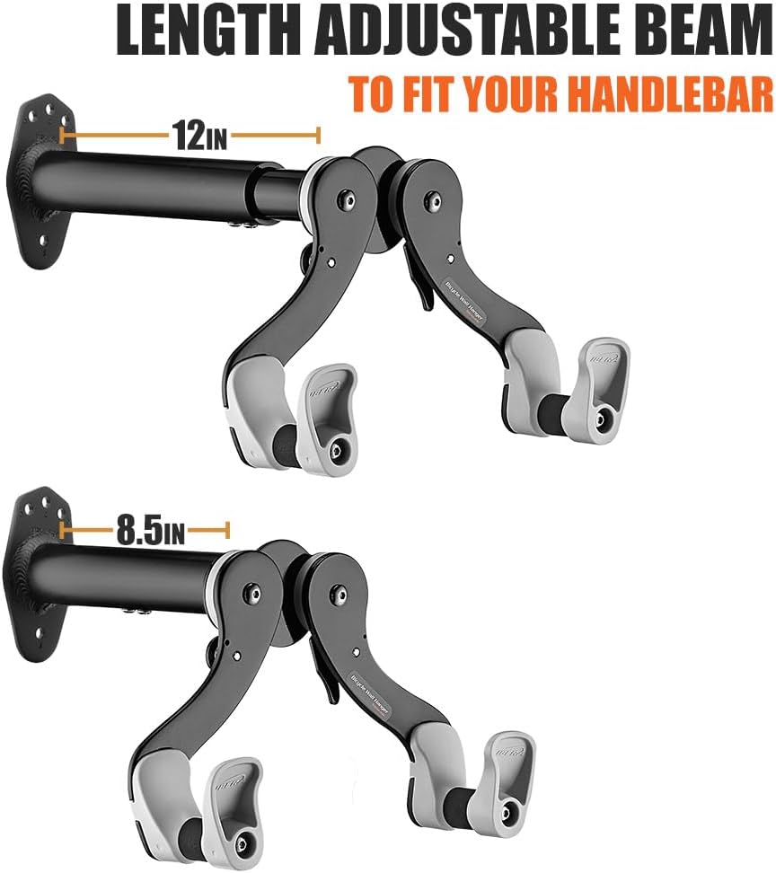 Ibera Bike Wall Mount - Adjustable Frame Holder & Soft Rubber Cradles - Garage Bike Rack for Road, MTB, Kids, Hybrid Bikes - Easy Installation & Space-Saving Design