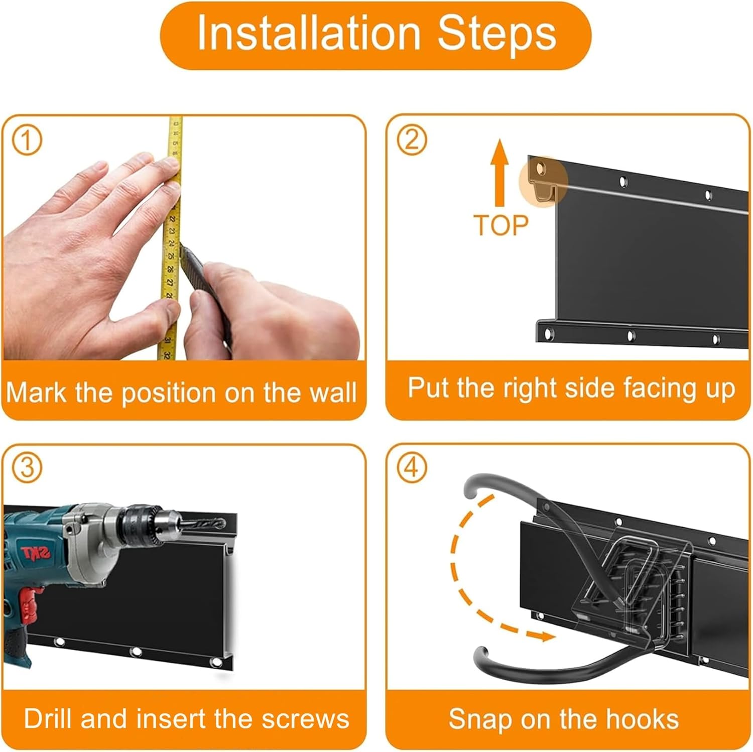 Alternative view of TORACK Wall Mounted Bike Rack, 2 Bikes Storage Rack for Garage Space Saving Vertical Bike Storage, Holds Up to 100 lbs
