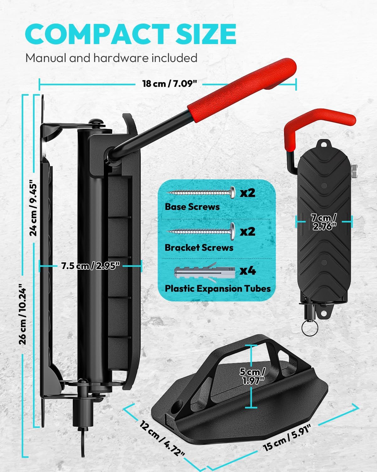FUNWICT Swivel Bike Wall Mount Bike Rack Garage Organizer, Vertical Bike Hanger for Bicycle Rotating Wall Rack, Easy Installation with Wheel Hook (2 PACK)
