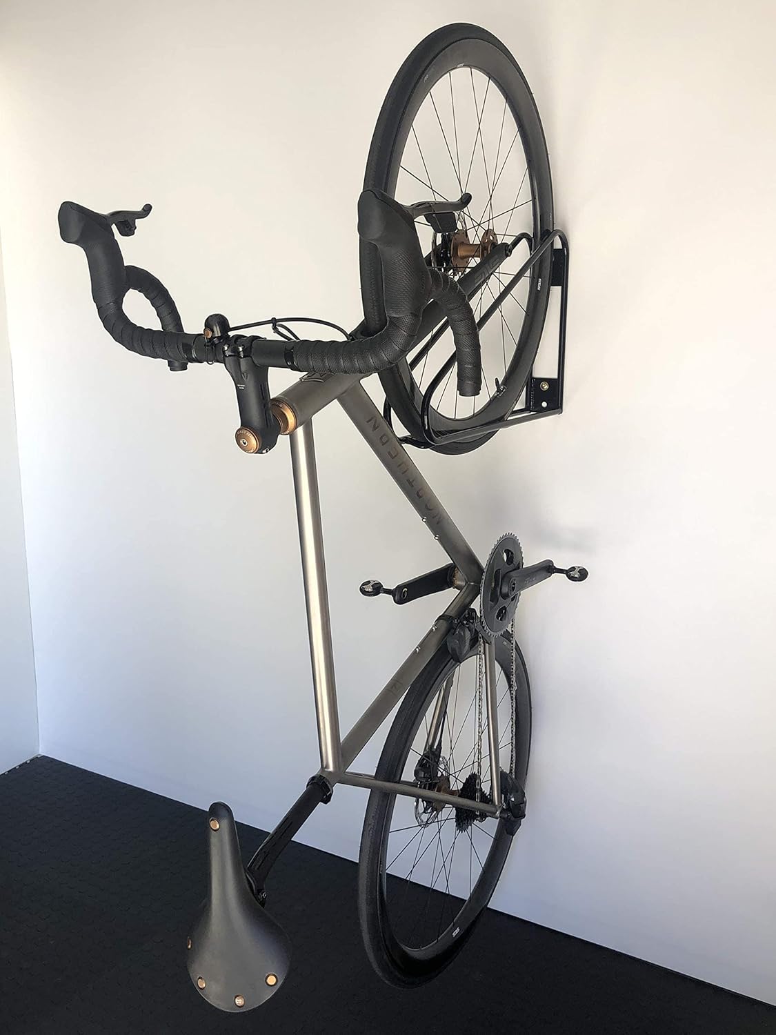 No Lift Premium Heavy Duty Vertical Bike Storage - Simple & Secure Wall Mounted Rack - Garage & Commercial Use - Road & Mountain Bikes