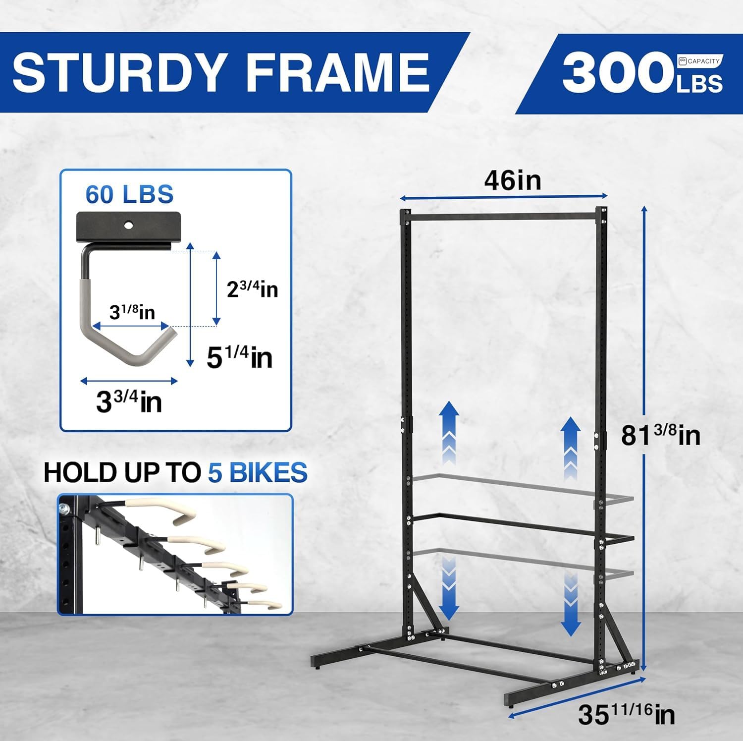 Yes4All Freestanding Bike Storage Rack, 300 Lbs 5 Levels Sturdy Steel Vertical Bike Rack, Bike Racks for Home and Garage Organizer, Indoor/Outdoor Bike Storage Rack