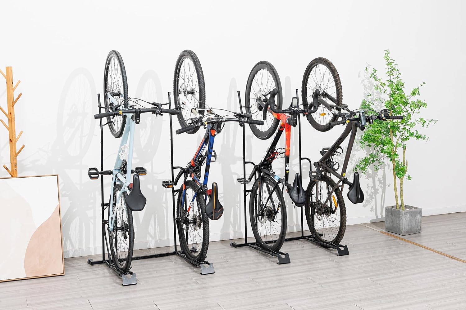YueTong Vertical Bike Stand, 2 Bike Rack Garage, Upright and Horizontal, Indoor Bicycle Storage for Floor.