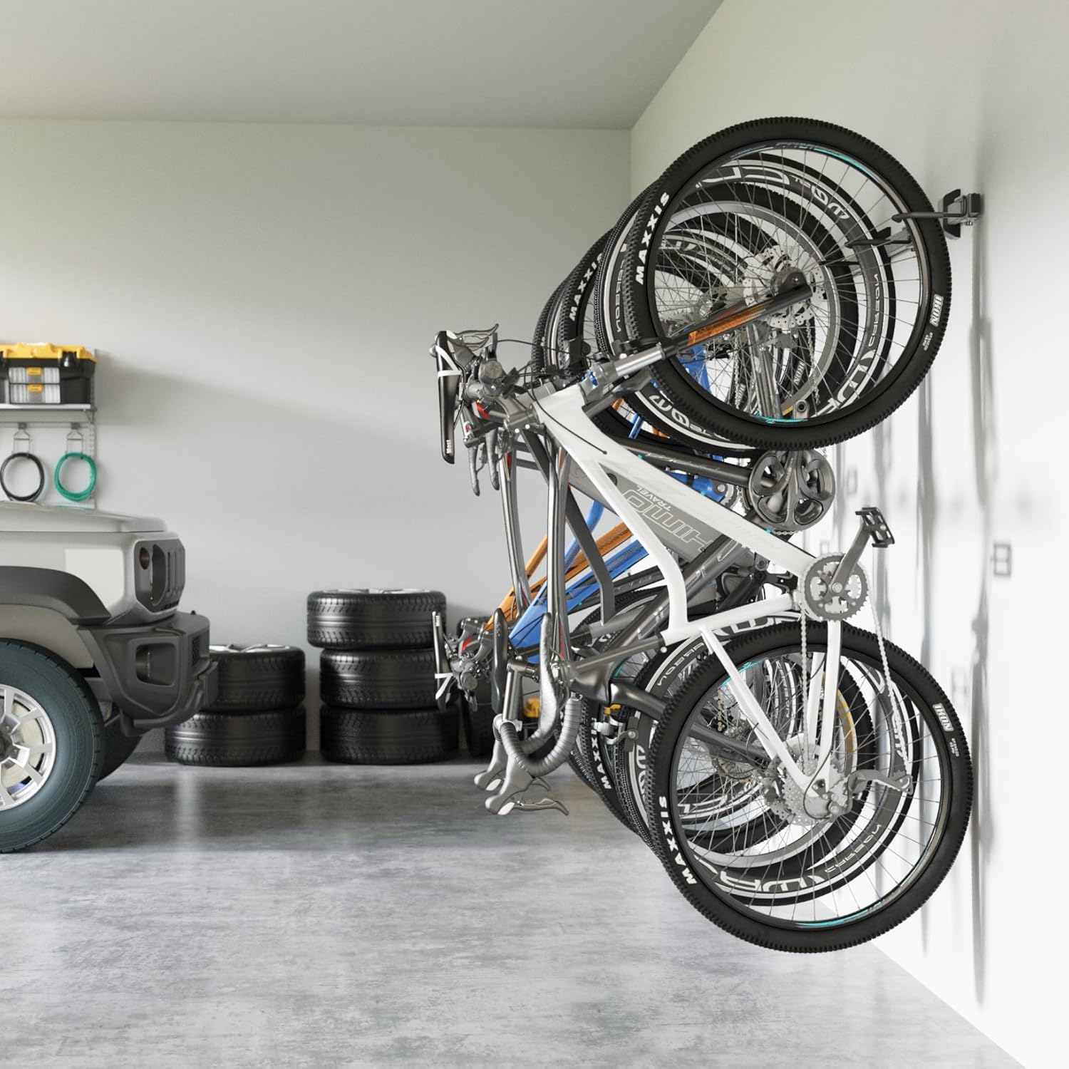 monTEK Enhanced Garage Bike Rack, Adjustable 6 Bike Hangers for Garage, Equipped with 78.5in Extended Rail to Accommodate Various Bicycle Sizes, Heavy-Duty Steel Bike Wall Mount, Max Capacity 330 lbs - Image 7
