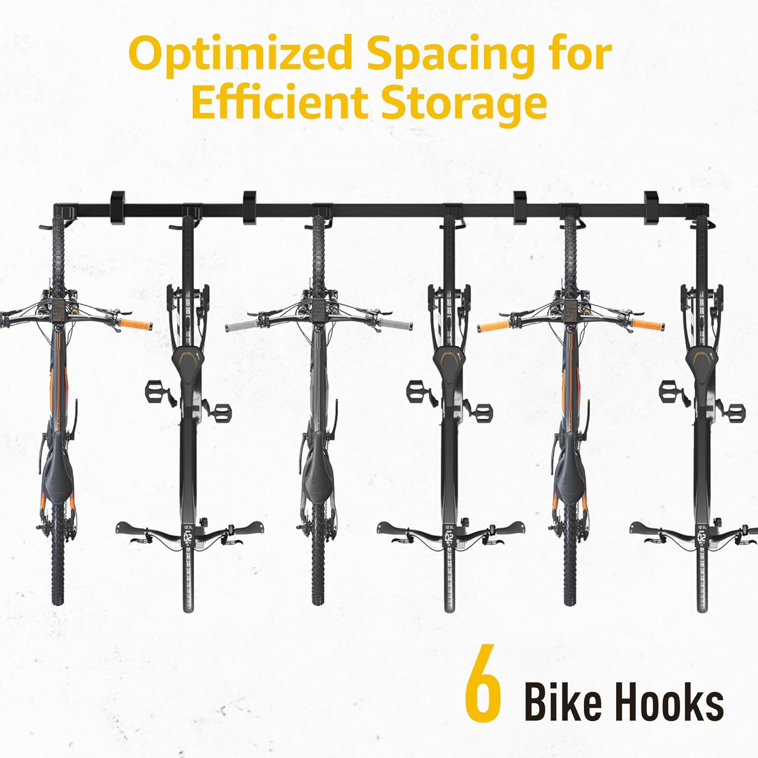 monTEK Enhanced Garage Bike Rack, Adjustable 6 Bike Hangers for Garage, Equipped with 78.5in Extended Rail to Accommodate Various Bicycle Sizes, Heavy-Duty Steel Bike Wall Mount, Max Capacity 330 lbs - Image 8