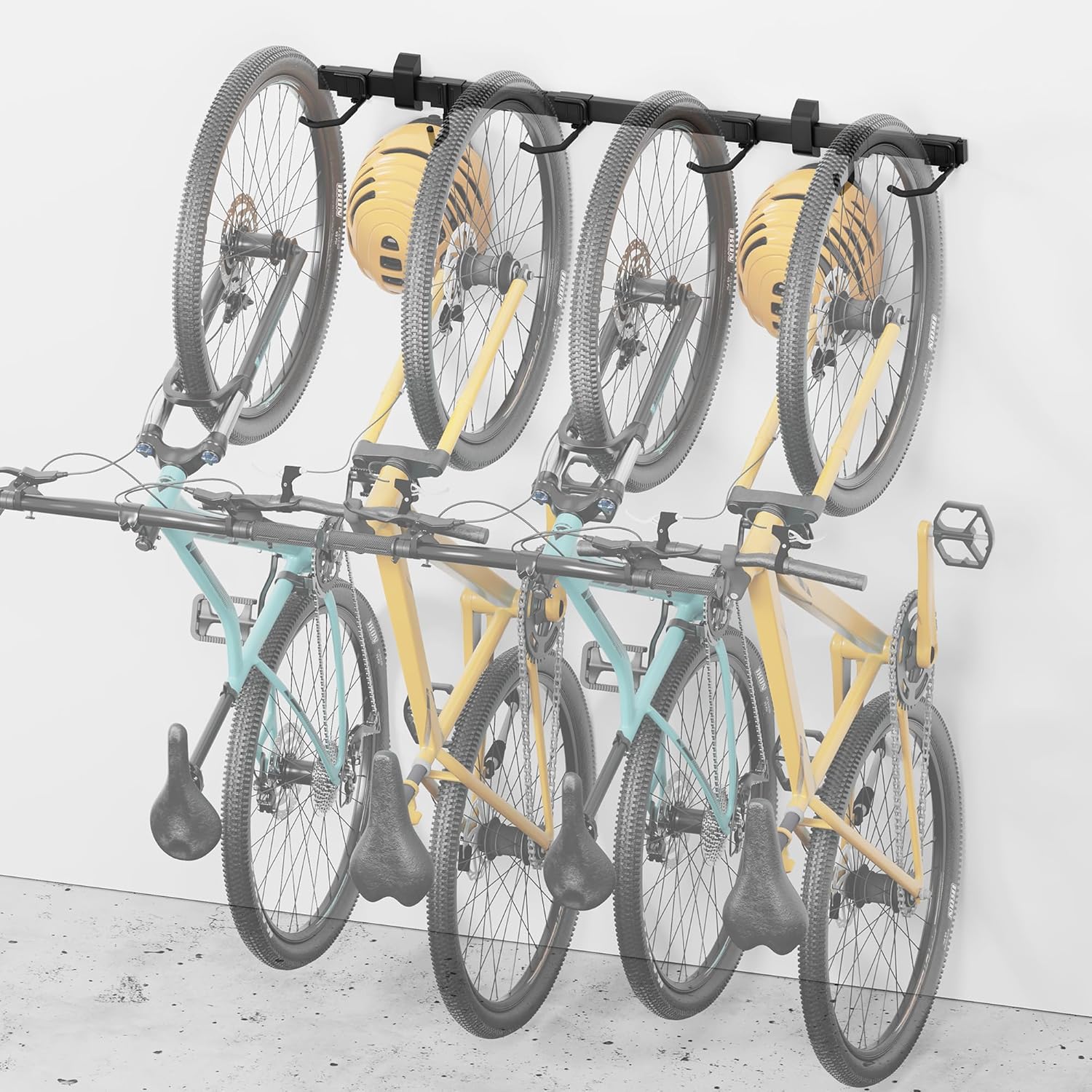 monTEK Enhanced Garage Bike Rack, Adjustable 6 Bike Hangers for Garage, Equipped with 78.5in Extended Rail to Accommodate Various Bicycle Sizes, Heavy-Duty Steel Bike Wall Mount, Max Capacity 330 lbs - Image 9