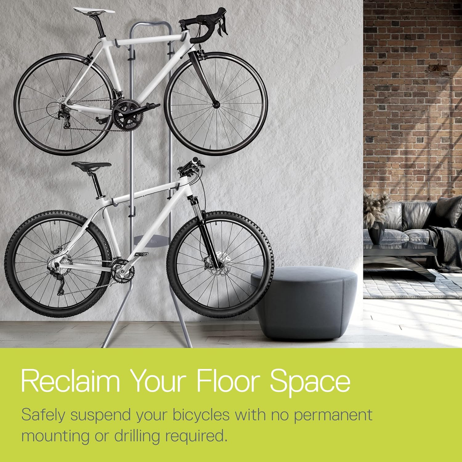 Alternative view of Delta Cycle Michelangelo 2 Bike Storage Rack - Gravity Fully Adjustable Bike Rack Garage For Road, MTB, and Hybrid Bicycles - Vertical Bike Rack Holds Up To 80 lbs