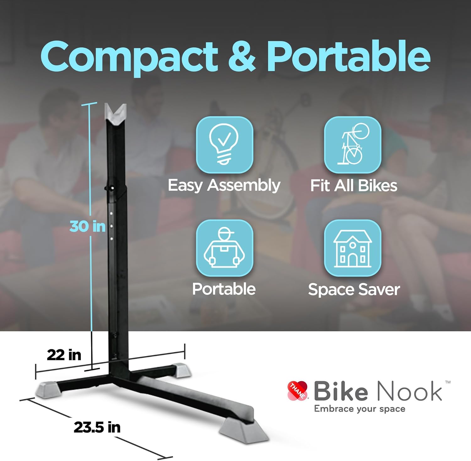 Bike Nook Bike Stand & Vertical Storage Rack - The Original Vertical Bicycle Floor Stand for Garage Storage, Indoor and Outdoor - Perfect Bike Accessories for Small Spaces with No Drilling